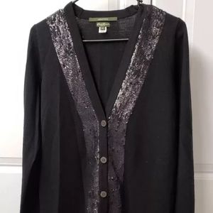Eddie Bauer Sweater Women's Size: Medium Sequins Button Merino Wool